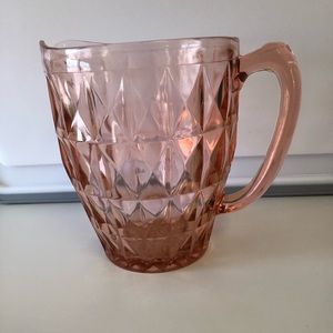 “Windsor' Geometric Pink Depression Glass Pitcher